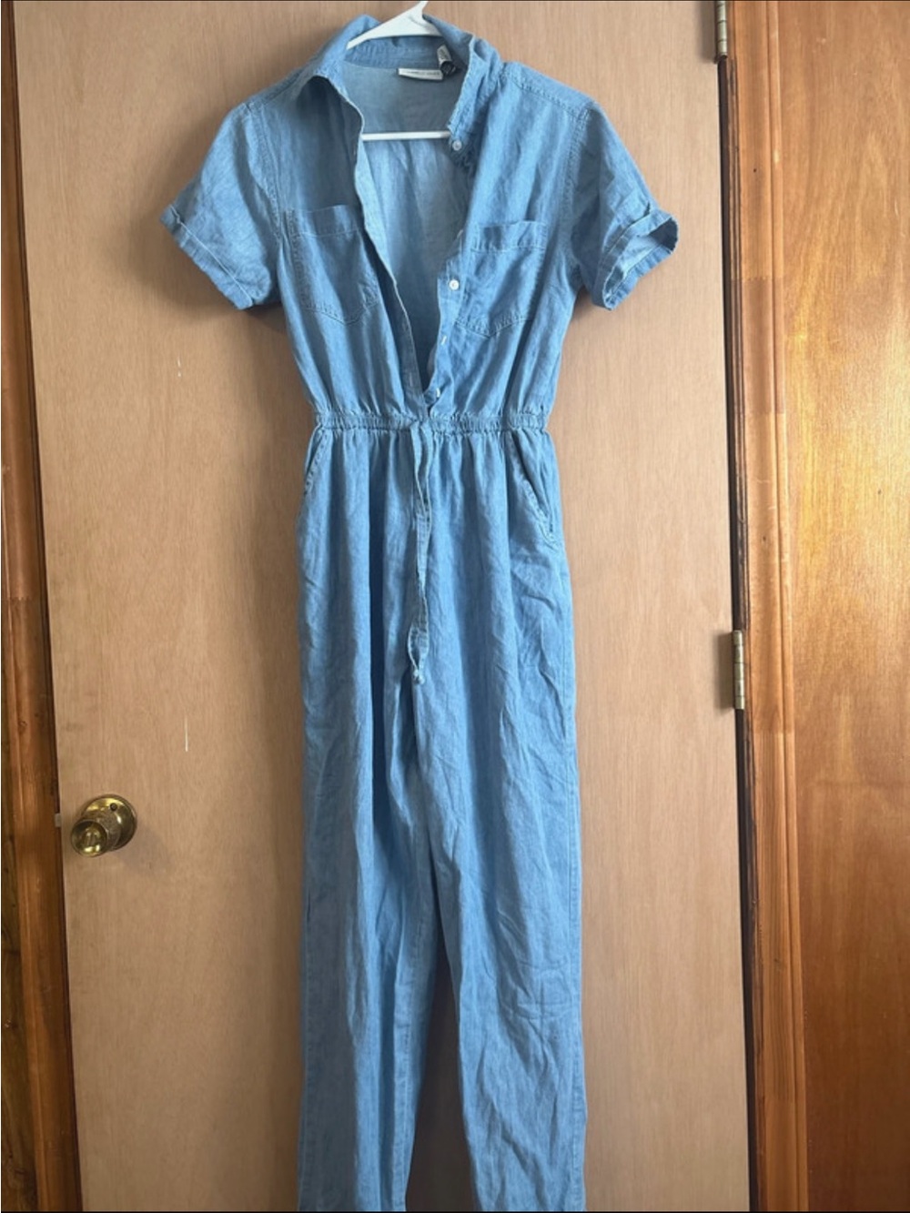 Sincerely Jules Light Blue Long-Sleeve Denim Jumpsuit